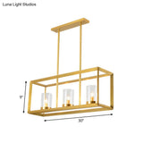 Colonial Gold Island Ceiling Light With Clear Glass And Metal Cage