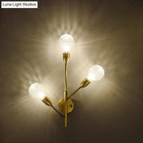 Colonial Gold Sconce With Clear Ribbed Glass And 3 Lights For Living Room Wall Lighting