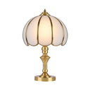Colonial Gold Table Lamp: Scalloped/Flared Metal Base 1-Light Night Lighting For Bedroom / A
