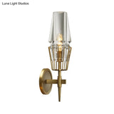 Colonial Gold Wall Sconce With Clear Glass Tapered Design 1/2-Light Porch Lighting