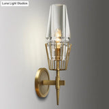 Colonial Gold Wall Sconce With Clear Glass Tapered Design 1/2-Light Porch Lighting