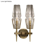 Colonial Gold Wall Sconce With Clear Glass Tapered Design 1/2-Light Porch Lighting