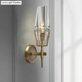 Colonial Gold Wall Sconce With Clear Glass Tapered Design 1/2-Light Porch Lighting