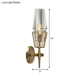 Colonial Gold Wall Sconce With Clear Glass Tapered Design 1/2-Light Porch Lighting