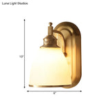 Colonial Gold Wall Sconce With Frosted Glass Shade For Bedroom