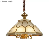 Colonial Ivory Glass Chandelier Pendant Light - 3/7 Lights Gold Suspension Lamp 13/20.5 W Ideal For