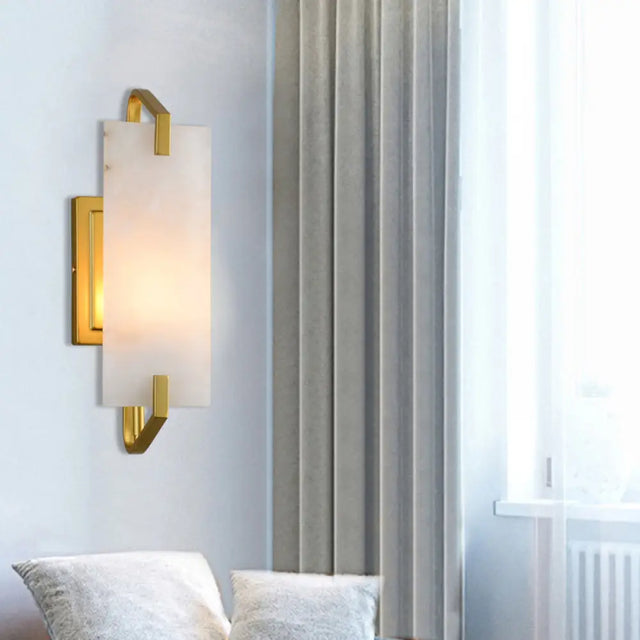 Colonial Marble Gold Wall Mounted Lamp Rectangular Bedroom Flush Mount