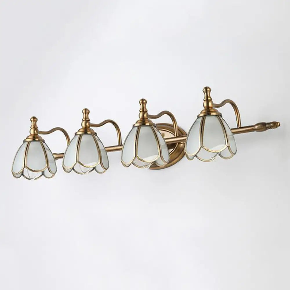 Colonial Opal Glass Vanity Light: Brass Wall Lighting Fixture For Bathroom (1/2/3/4 Heads) 4 /