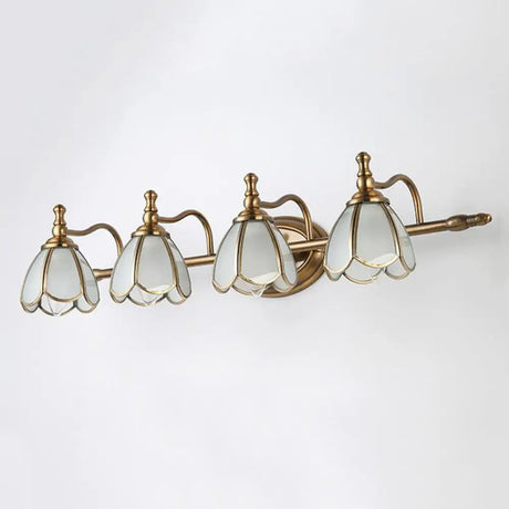 Colonial Opal Glass Vanity Light: Brass Wall Lighting Fixture For Bathroom (1/2/3/4 Heads) 4 /