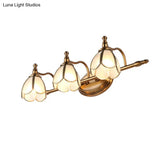 Colonial Opal Glass Vanity Light: Brass Wall Lighting Fixture For Bathroom (1/2/3/4 Heads)