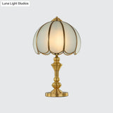 Colonial Polished Brass Nightstand Lamp With Frosted Glass - Ideal For Bedroom