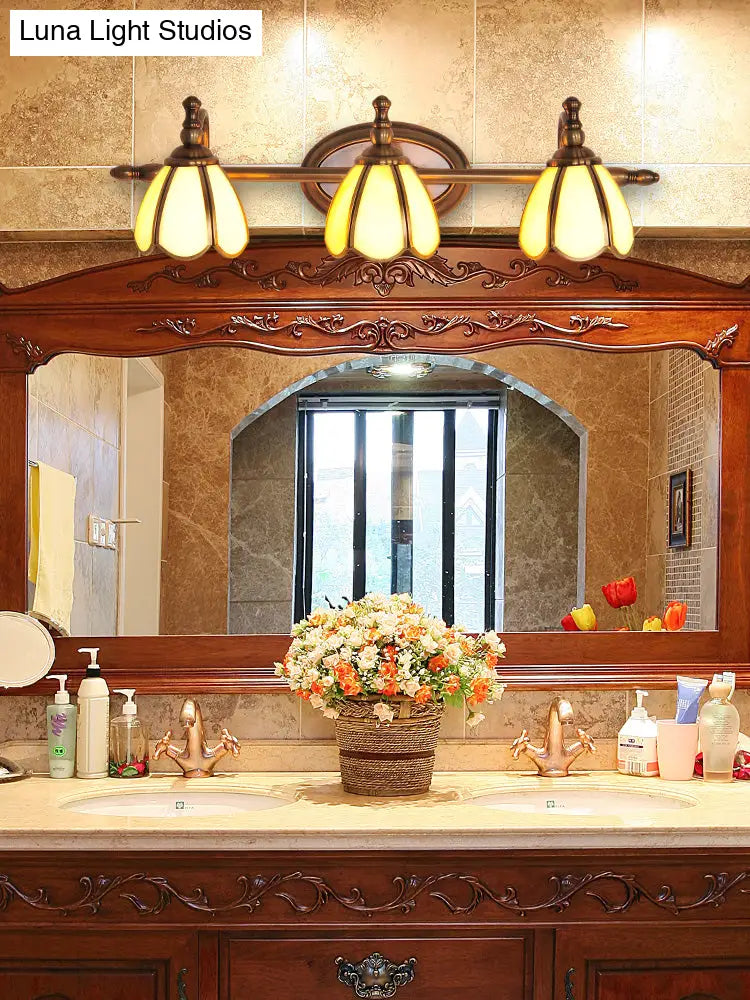 Colonial Style Vanity Lights With Metal Arms For Bathroom Mirrors