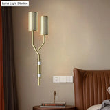 Colonial Tubular Metal Wall Sconce - Black/White 2-Light Indoor Lamp