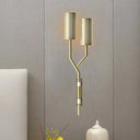 Colonial Tubular Metal Wall Sconce - Black/White 2-Light Indoor Lamp White