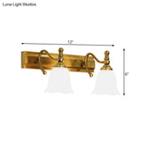 Colonial Wall Vanity Light With Flower Opal Glass Shade In Gold - 2/3 Heads