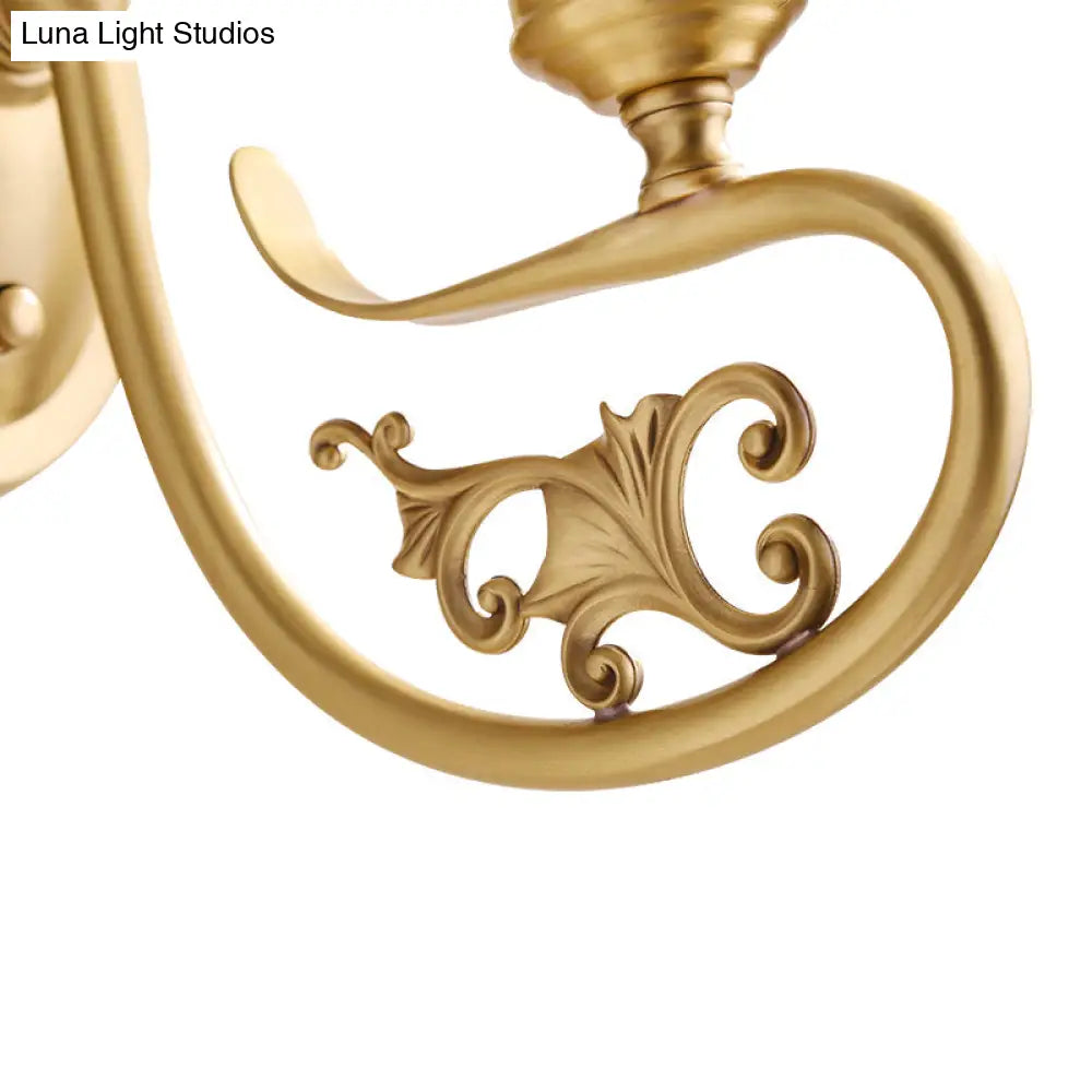 Colonial White Glass Conical Wall Mounted Light With Brass Finish For Living Room Décor