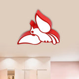 Colorful Acrylic Parrot Led Ceiling Light - Childrens Flush Mount Red