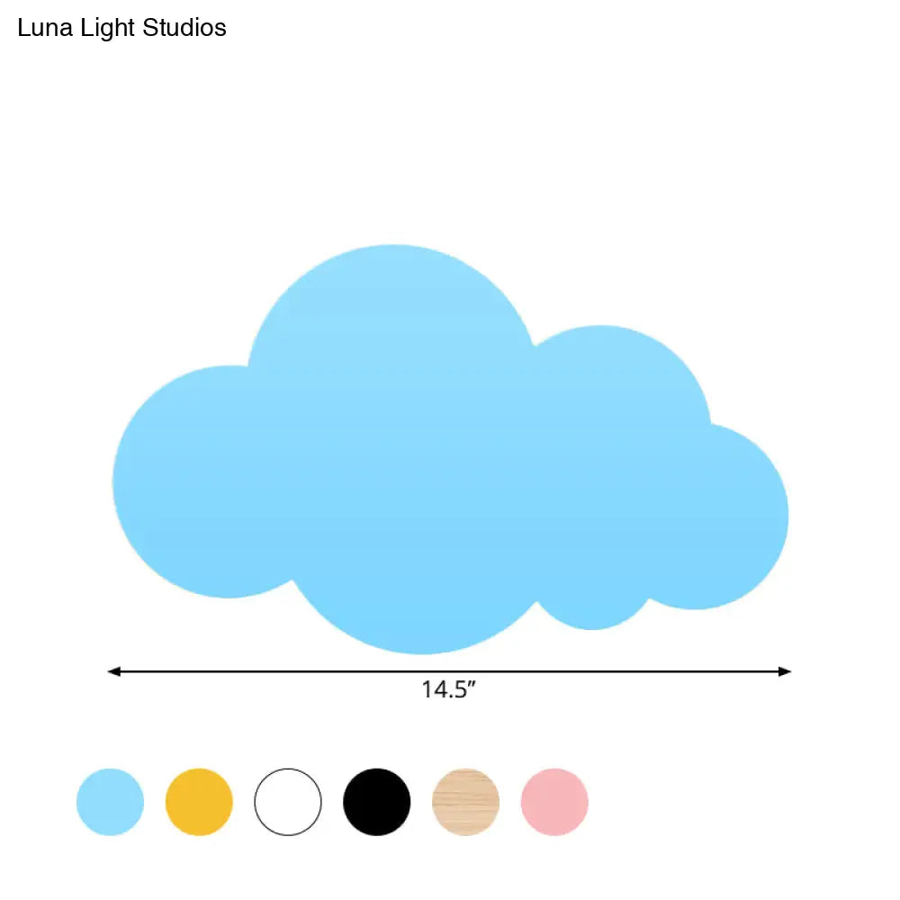 Colorful Cartoon Led Cloud Wall Sconce With Metallic Shade - Pink Yellow Blue