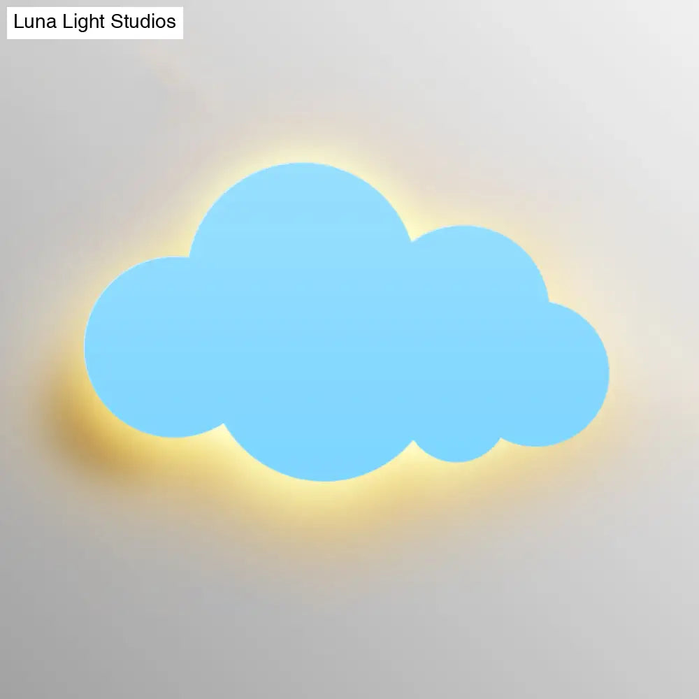 Colorful Cartoon Led Cloud Wall Sconce With Metallic Shade - Pink Yellow Blue