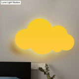 Colorful Cartoon Led Cloud Wall Sconce With Metallic Shade - Pink Yellow Blue