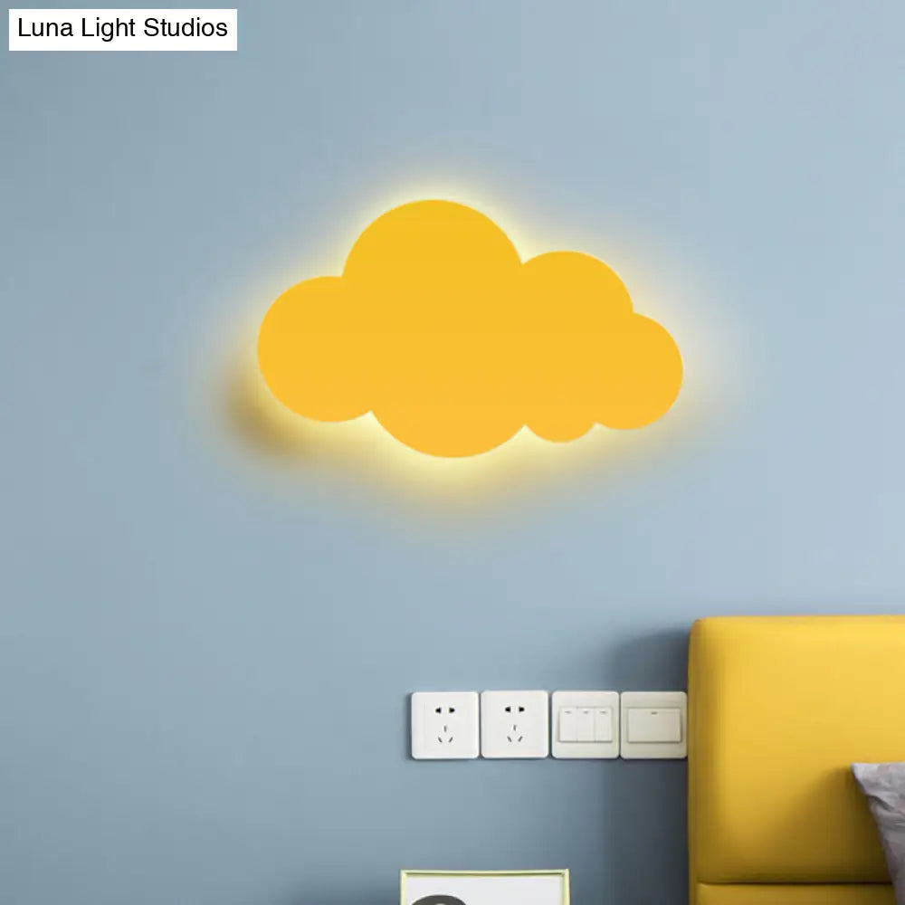 Colorful Cartoon Led Cloud Wall Sconce With Metallic Shade - Pink Yellow Blue