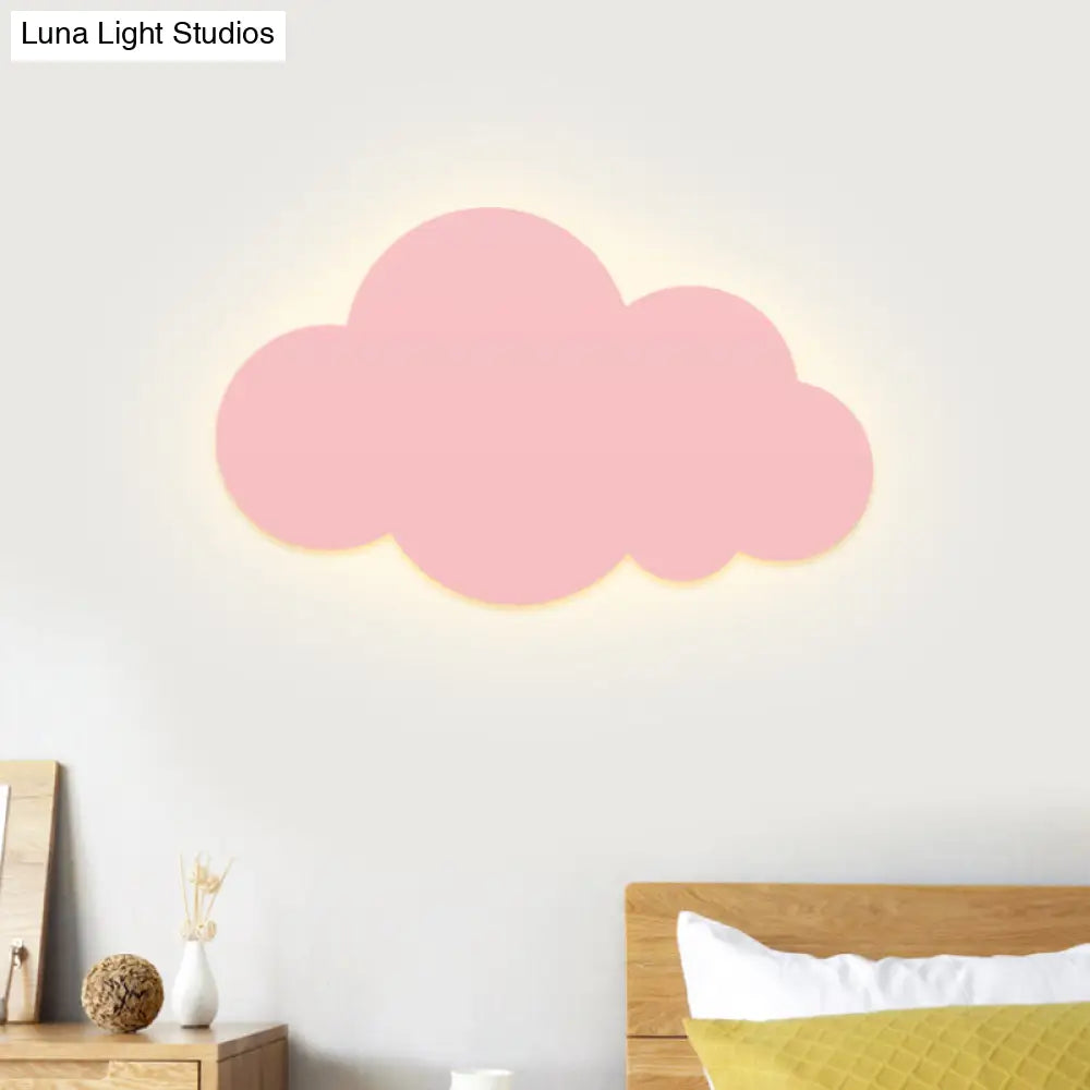 Colorful Cartoon Led Cloud Wall Sconce With Metallic Shade - Pink Yellow Blue