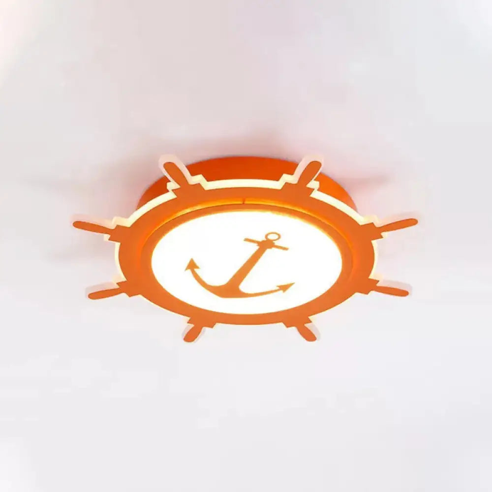 Colorful Cartoon Rudder Led Ceiling Lamp For Girls’ Bedroom Orange / 16.5’