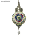 Colorful Glass Antique Ball Hanging Light With 1/6 Bulbs - Ideal For Living Room Suspension