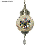 Colorful Glass Antique Ball Hanging Light With 1/6 Bulbs - Ideal For Living Room Suspension