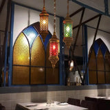 Colorful Glass Lantern Pendant Light For Restaurant - Traditional Design Clear