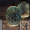 Colorful Glass Pendant 1-Light Hanging Light – Silver Finish / B