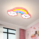 Colorful Hollow Iron Ceiling Lamp With Led Lights For Kids Room Pink