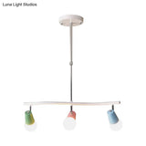 Colorful Horn Swivel Pendant Light With 3/4 Lights For Iron Wave Island Lighting In White