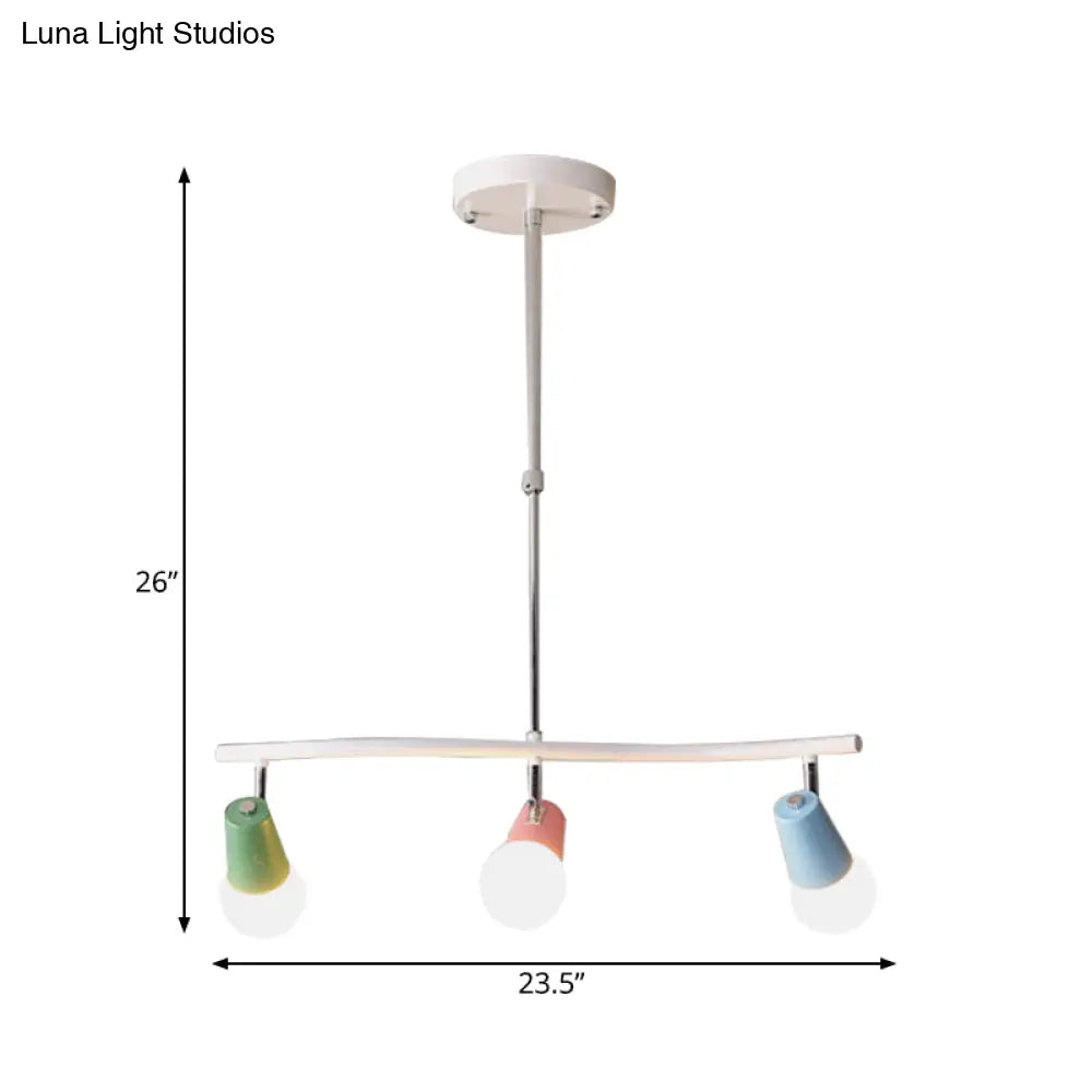 Colorful Horn Swivel Pendant Light With 3/4 Lights For Iron Wave Island Lighting In White