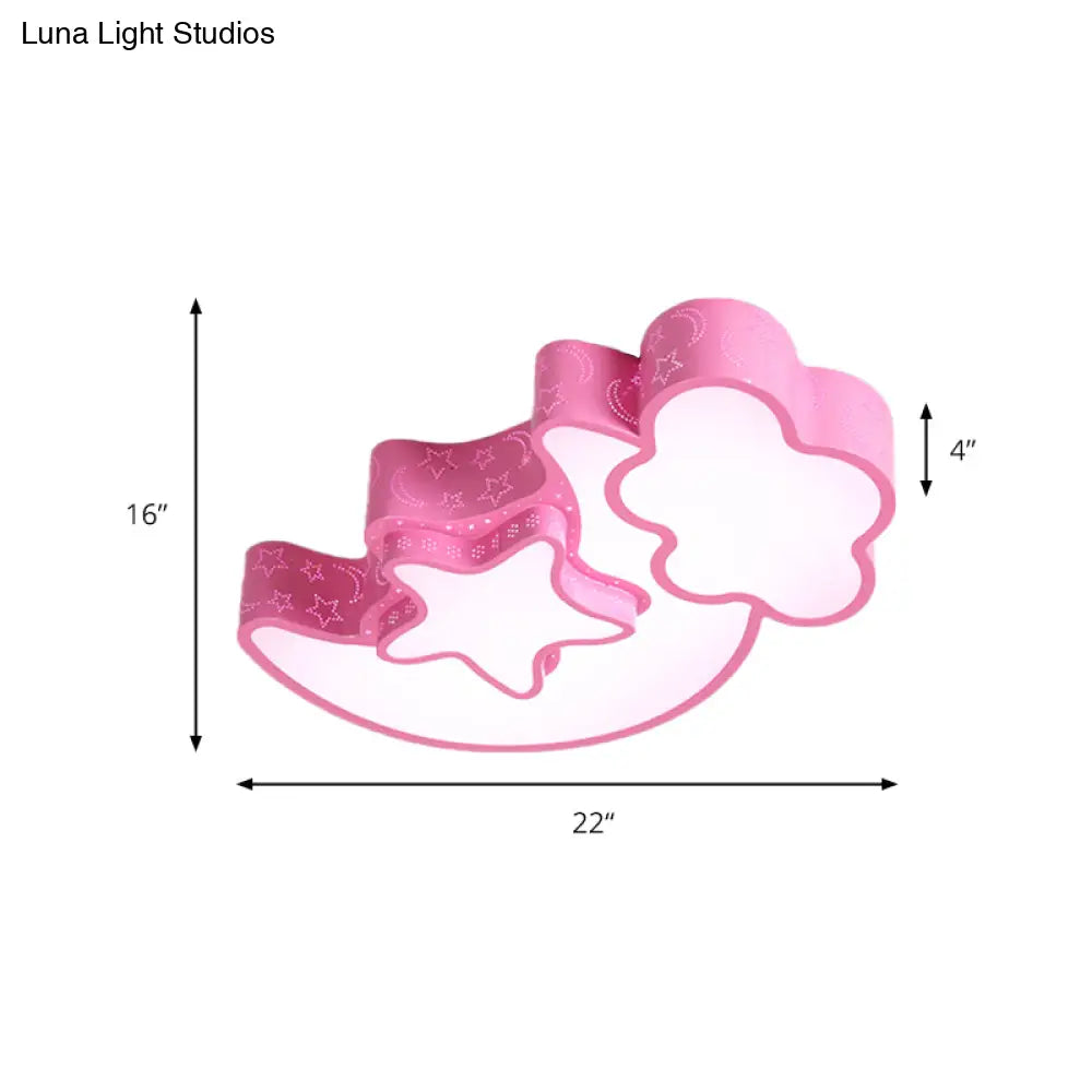 Colorful Kids Cloud & Crescent Ceiling Light - Hallway Acrylic Candy Flush Mount