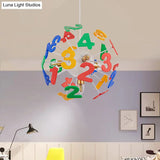 Colorful Kids Globe Ceiling Pendant Light With 4 Plastic Lights For Nursing Room