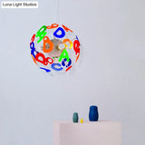 Colorful Kids Globe Ceiling Pendant Light With 4 Plastic Lights For Nursing Room