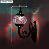 Colorful Stained Glass Orb Wall Sconce: Single Head Bedroom Light In Red/Orange/Blue