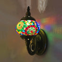 Colorful Stained Glass Orb Wall Sconce: Single Head Bedroom Light In Red/Orange/Blue Red