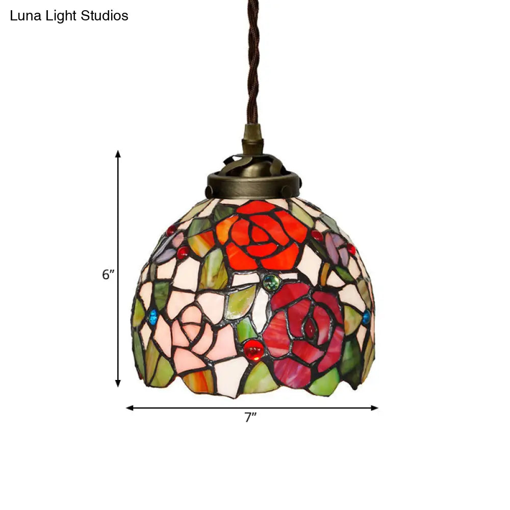 Colorful Stained Glass Pendant Light For Dining Room - Tiffany Style