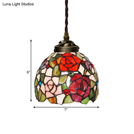 Colorful Stained Glass Pendant Light For Dining Room - Tiffany Style