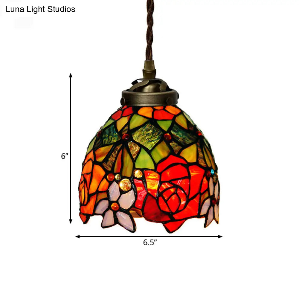 Colorful Stained Glass Pendant Light For Dining Room - Tiffany Style
