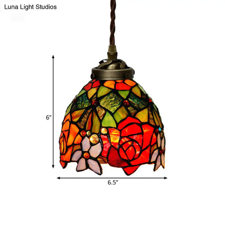 Colorful Stained Glass Pendant Light For Dining Room - Tiffany Style