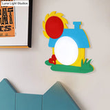 Colorful Wooden Led Cartoon House Wall Light For Nursery