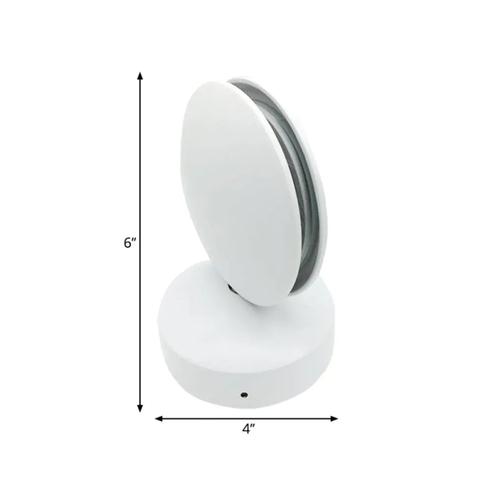 Compact Aluminum Circle Led Night Table Lamp In Vibrant Purple/Yellow/Red Light With White Finish