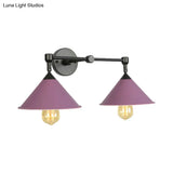 Cone-Shaped Antique Two-Light Metal Wall Sconce Lamp For Living And Dining Rooms