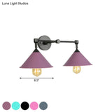 Cone-Shaped Antique Two-Light Metal Wall Sconce Lamp For Living And Dining Rooms
