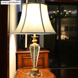 Conical Fabric Task Light: Hand-Cut Crystal Reading Lamp In Blue