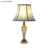 Conical Fabric Task Light: Hand-Cut Crystal Reading Lamp In Blue