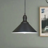 Conical Farmhouse Style Black/White Ceiling Pendant Light Fixture Black